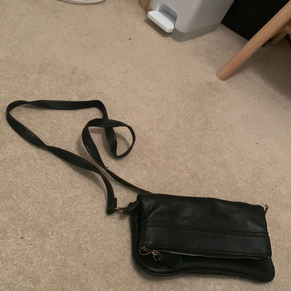 Black leather and gold purse